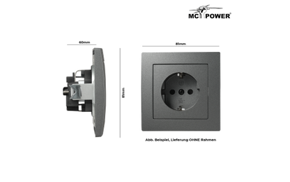 Schutzkontakt-Steckdose McPower ''Flair'' 250V~/16A, UP, Einsteckschutz, anthrazit