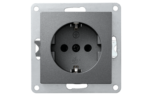 Schutzkontakt-Steckdose McPower ''Flair'' 250V~/16A, UP, Einsteckschutz, anthrazit
