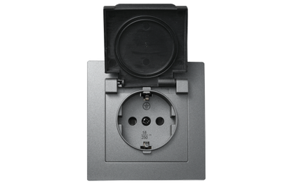 Schutzkontakt-Steckdose McPower ''Flair'', 250V~/16A, IP44, anthrazit, 12er-Pack
