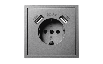 Schutzkontakt-Steckdose McPower ''Shallow'' 2x USB-A - 5V/2,1A