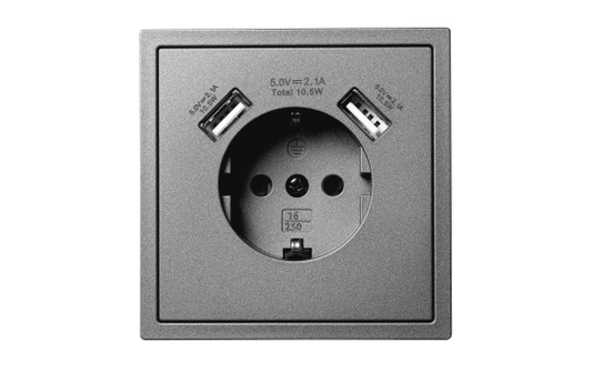 Schutzkontakt-Steckdose McPower ''Shallow'' 2x USB-A - 5V/2,1A