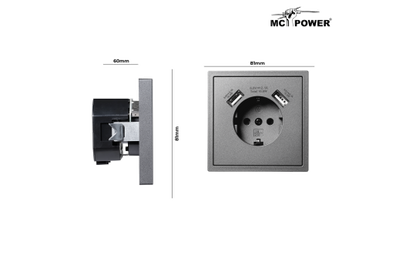 Schutzkontakt-Steckdose McPower ''Shallow'' 2x USB-A - 5V/2,1A