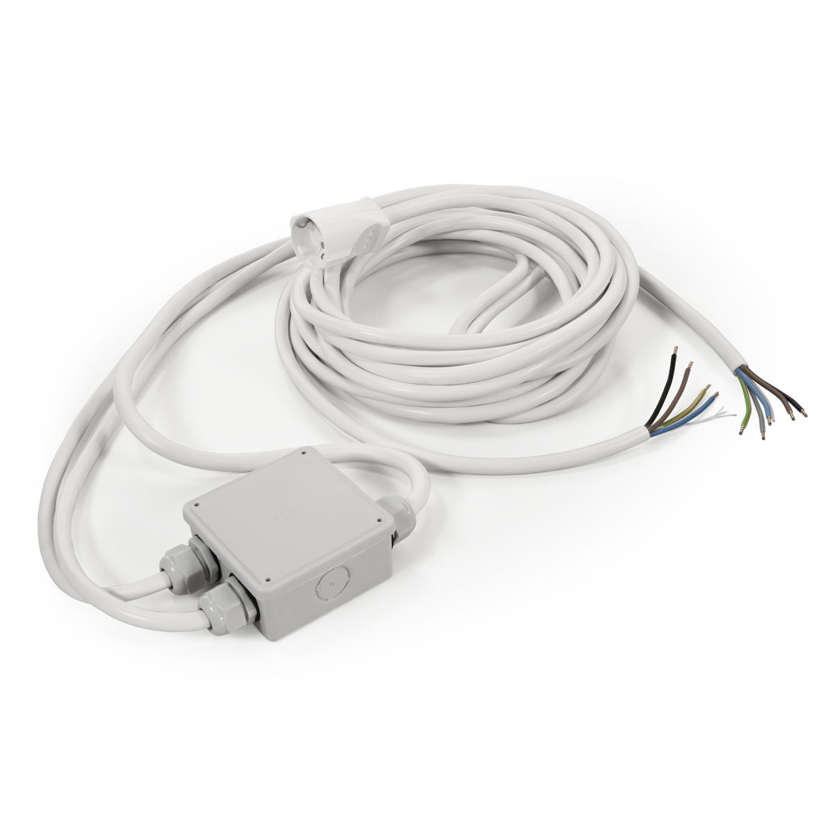 Küchenanschlussbox Powersplitter, 2/5/5m, vorverkabelt, reinweiß