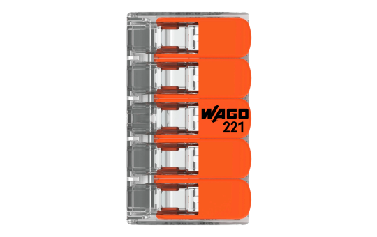 Compact-Verbindungsklemme WAGO, für alle Leiterarten, 5 Klemmstellen, 6mm²
