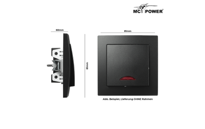 Schalter McPower ''Flair'', 250V~/10A, UP, matt schwarz mit Orientierungsleuchte