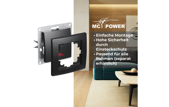 Schalter McPower ''Flair'', 250V~/10A, UP, matt schwarz mit Orientierungsleuchte