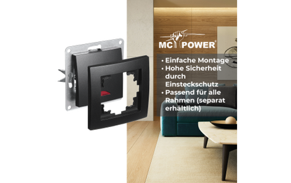Schalter McPower ''Flair'', 250V~/10A, UP, matt schwarz mit Orientierungsleuchte