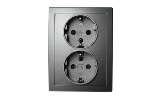 Schutzkontakt-Steckdose McPower ''Flair'' 2-fach, 250V~/16A, anthrazit