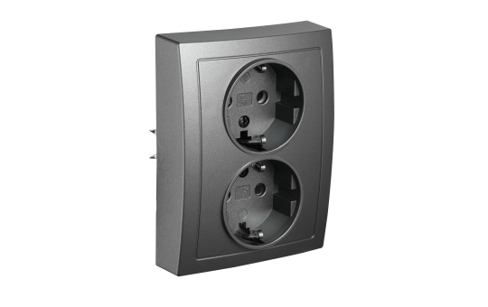 Schutzkontakt-Steckdose McPower ''Flair'' 2-fach, 250V~/16A, anthrazit