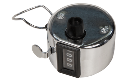 Mechanischer Handzähler McPower, Metallgehäuse mit Ring für Fingerhalt, 0-9999