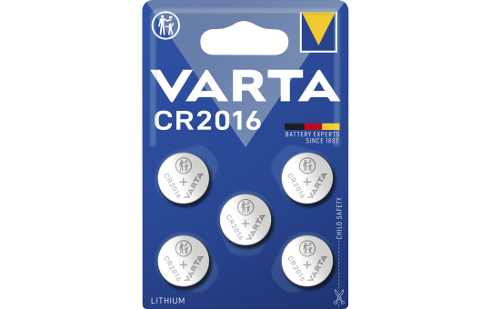 Lithium-Knopfzelle VARTA ''Electronics'' CR2016, 3V, 5er-Pack