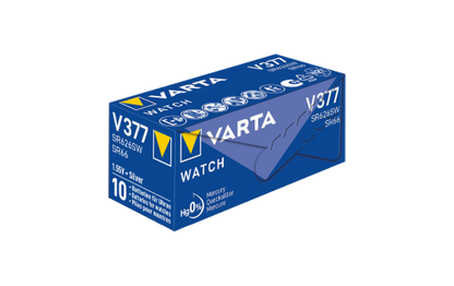 Knopfzelle Silberoxid - Uhrenbatterie, VARTA, ''377'', SR66, 1.55V, 10er-Pack