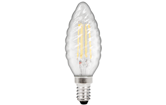 LED Filament Kerzenlampe gedreht McShine ''Filed'', E14, 4W, 490 lm, warmweiß, klar