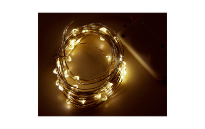 LED Draht-Lichterkette McShine ''Micro'' 50 LEDs, warmweiß, Batteriebetrieb
