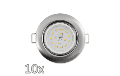 Einbauleuchten-Set McShine, 10xRahmen, 10xLED-Modul, 5W, 400lm, 230V, Edelstahl