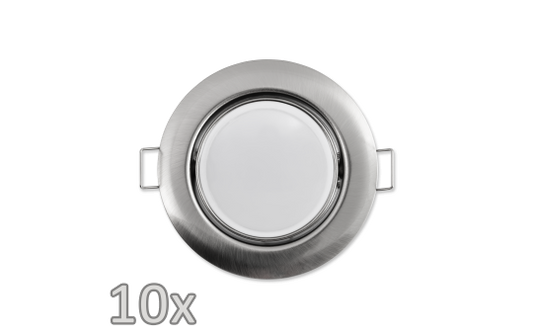 Einbauleuchten-Set McShine,10xRahmen, 10xLED-Modul, 5W, 440lm, 230V, Edelstahl