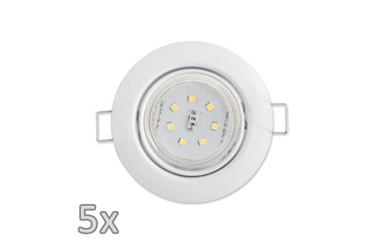 Einbauleuchten-Set McShine, 5xRahmen, 5xLED-Strahler,  GU10, 3W, 300 lm, weiß