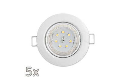 Einbauleuchten-Set McShine, 5xRahmen, 5xLED-Strahler,  GU10, 3W, 300 lm, weiß
