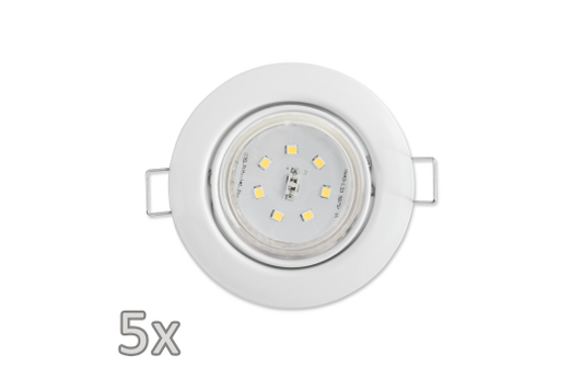 Einbauleuchten-Set McShine, 5xRahmen, 5xLED-Strahler,  GU10, 3W, 300 lm, weiß