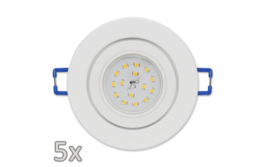 Einbauleuchten-Set McShine, 5xRahmen, 5xLED-Strahler, 5W, 400lm, 230V, weiß,IP44