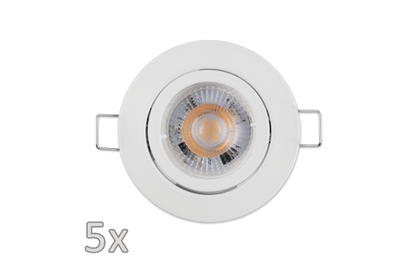 Einbauleuchten-Set McShine, 5xRahmen, 5xLED-Modul, 5W, 400lm, 230V, weiß