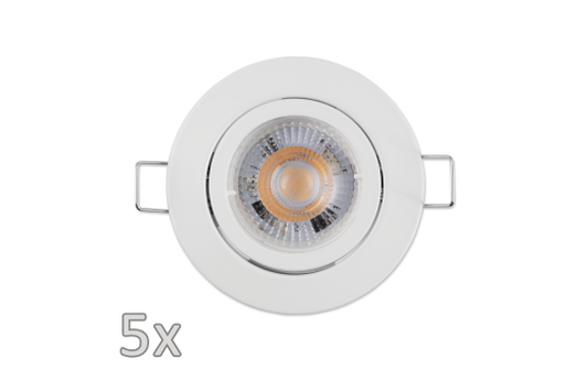 Einbauleuchten-Set McShine, 5xRahmen, 5xLED-Modul, 5W, 400lm, 230V, weiß