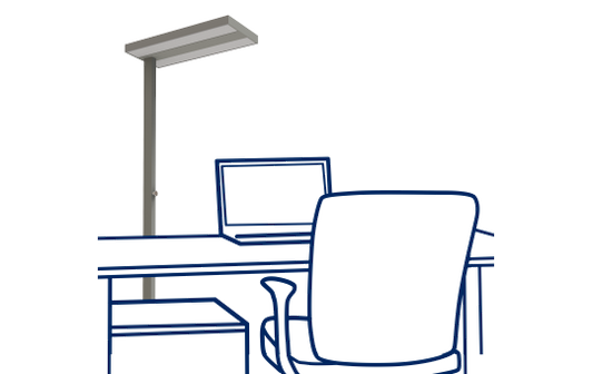 LED-Schreibtisch-Stehleuchte ROLF KERN „Smart“, dimmbar, Aluminium/Acryl
