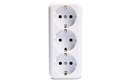Schutzkontakt-Steckdose 3-fach McPower ''Finery'', 250V/16A, AP, Einsteckschutz, weiß