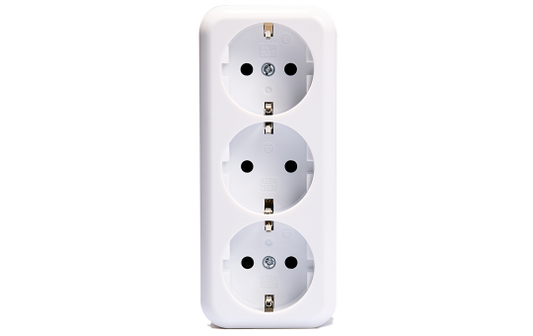 Schutzkontakt-Steckdose 3-fach McPower ''Finery'', 250V/16A, AP, Einsteckschutz, weiß