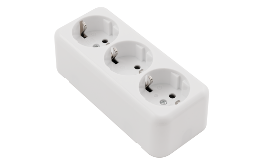 Schutzkontakt-Steckdose 3-fach McPower ''Finery'', 250V/16A, AP, Einsteckschutz, weiß