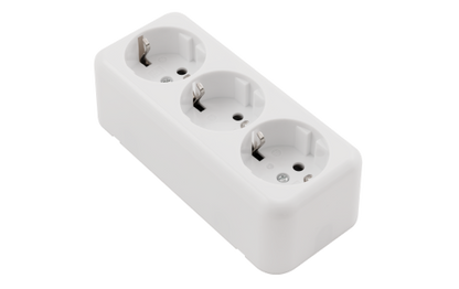Schutzkontakt-Steckdose 3-fach McPower ''Finery'', 250V/16A, AP, Einsteckschutz, weiß