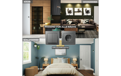 Serien-Schalter McPower ''Flair'', 2-fach, 250V~/10A, UP, anthrazit