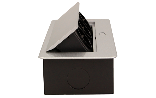 Tisch-Einbausteckdose, 3fach, silber-schwarz, 2500W