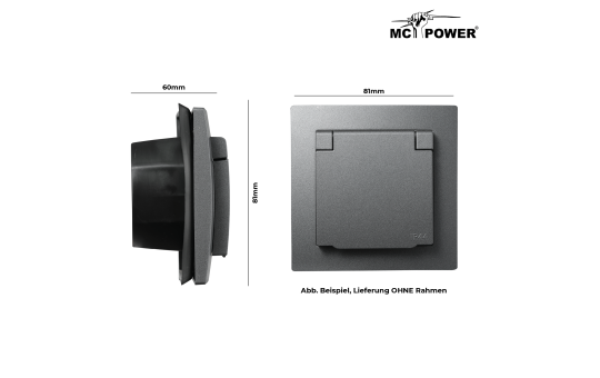 Schutzkontakt-Steckdose McPower ''Flair'', 250V~/16A, UP, IP44, anthrazit
