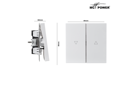 Jalousie-Taster McPower ''Shallow'' 250V~/10A, UP, Steckanschluss, weiß