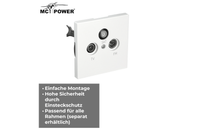 Antennendose McPower ''Shallow'' für TV, Radio und Sat, UP, weiß