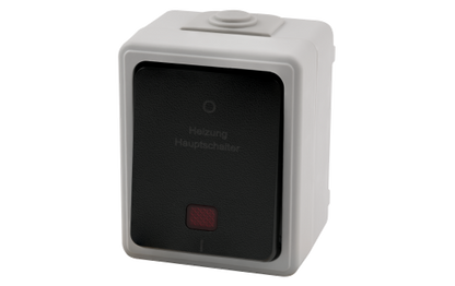 Feuchtraum Heizungs Hauptschalter McPower ''Taff'', 250V~/10A, IP44, AP, grau