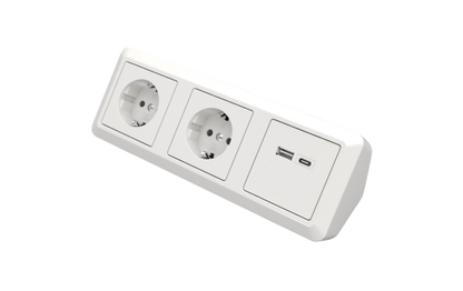 Steckdosenblock McPower ''Cup'' Aufbau, weiß, 2-fach Schutzkontakt + 2x USB A+C