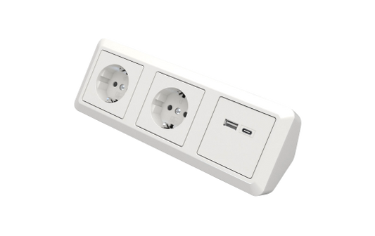 Steckdosenblock McPower ''Cup'' Aufbau, weiß, 2-fach Schutzkontakt + 2x USB A+C