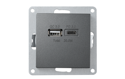 USB-Ladedose McPower ''Flair'' 2-fach, USB-C, PD 3.0 20W, anthrazit