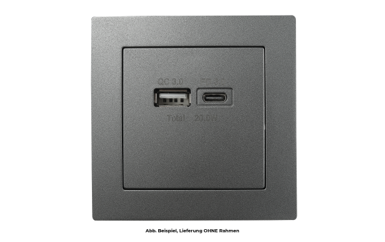 USB-Ladedose McPower ''Flair'' 2-fach, USB-C, PD 3.0 20W, anthrazit
