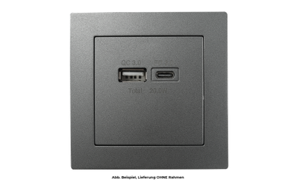 USB-Ladedose McPower ''Flair'' 2-fach, USB-C, PD 3.0 20W, anthrazit