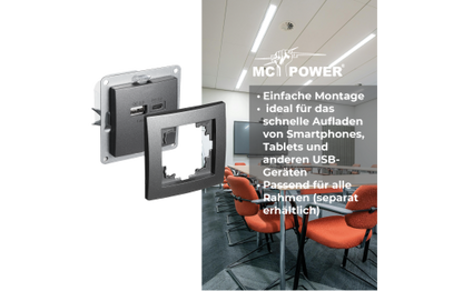 USB-Ladedose McPower ''Flair'' 2-fach, USB-C, PD 3.0 20W, anthrazit
