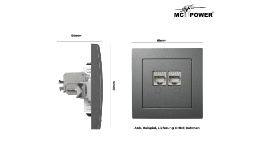 Netzwerk-Dose McPower ''Flair'' CAT6A, UP, anthrazit, vollgeschirmt