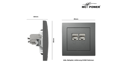 Netzwerk-Dose McPower ''Flair'' CAT6A, UP, anthrazit, vollgeschirmt