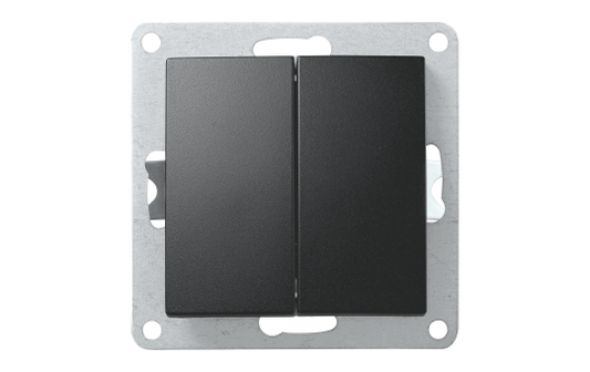 Serien-Schalter McPower ''Flair'', 2-fach, 250V~/10A, UP, matt schwarz