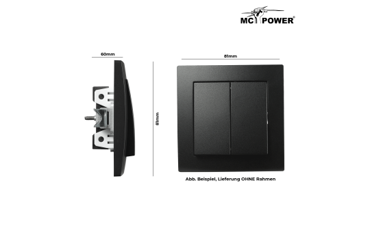 Serien-Schalter McPower ''Flair'', 2-fach, 250V~/10A, UP, matt schwarz