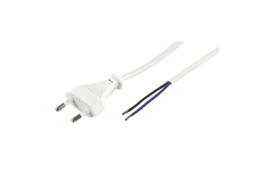 Euro-Netzkabel McPower mit blanken Enden Länge 5,0m, 2x0,75 mm², weiß