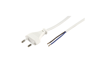 Euro-Netzkabel McPower mit blanken Enden Länge 5,0m, 2x0,75 mm², weiß