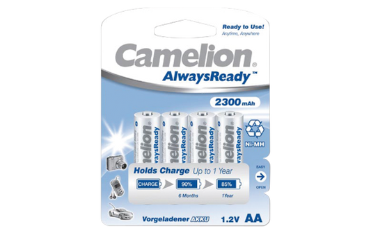 Mignon-Akku CAMELION ''AlwaysReady'', NiMH, 2.300mAh, Typ AA, 4er-Blister